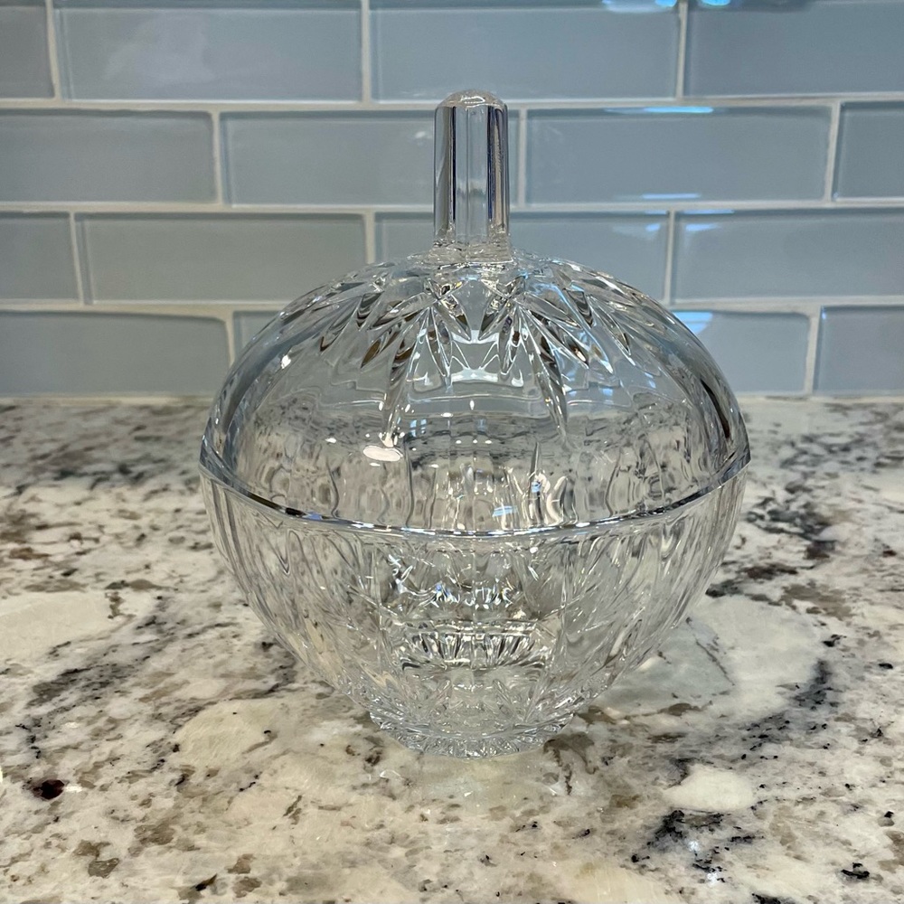 Vintage Crystal Pumpkin Shaped Candy Dish